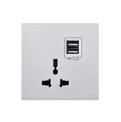 MODULE Bộ ổ cắm đơn 3 chấu + 2 ổ USB 13A Simon E6 72E725